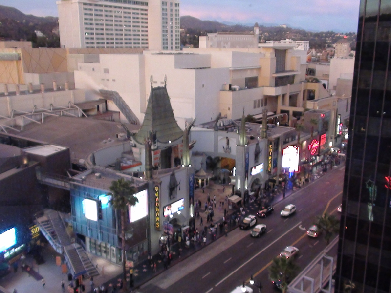 View of Hollywood Blvd from hotel room, Click to return