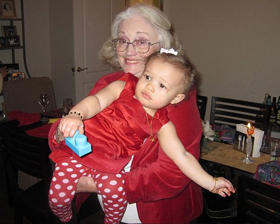G-Mom holding Julia, Dec 2010
