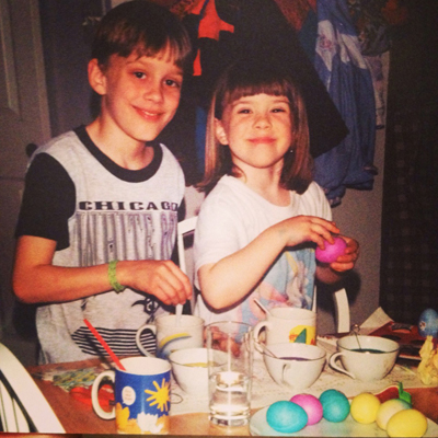 Steven and Wendy coloring Easter Eggs